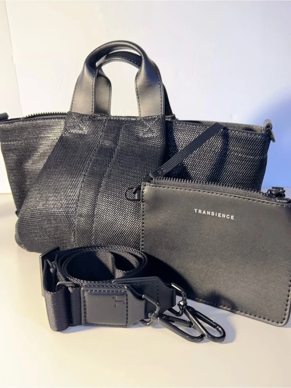 Transience Handbag or crossbody with Detachable Strap and Pouch